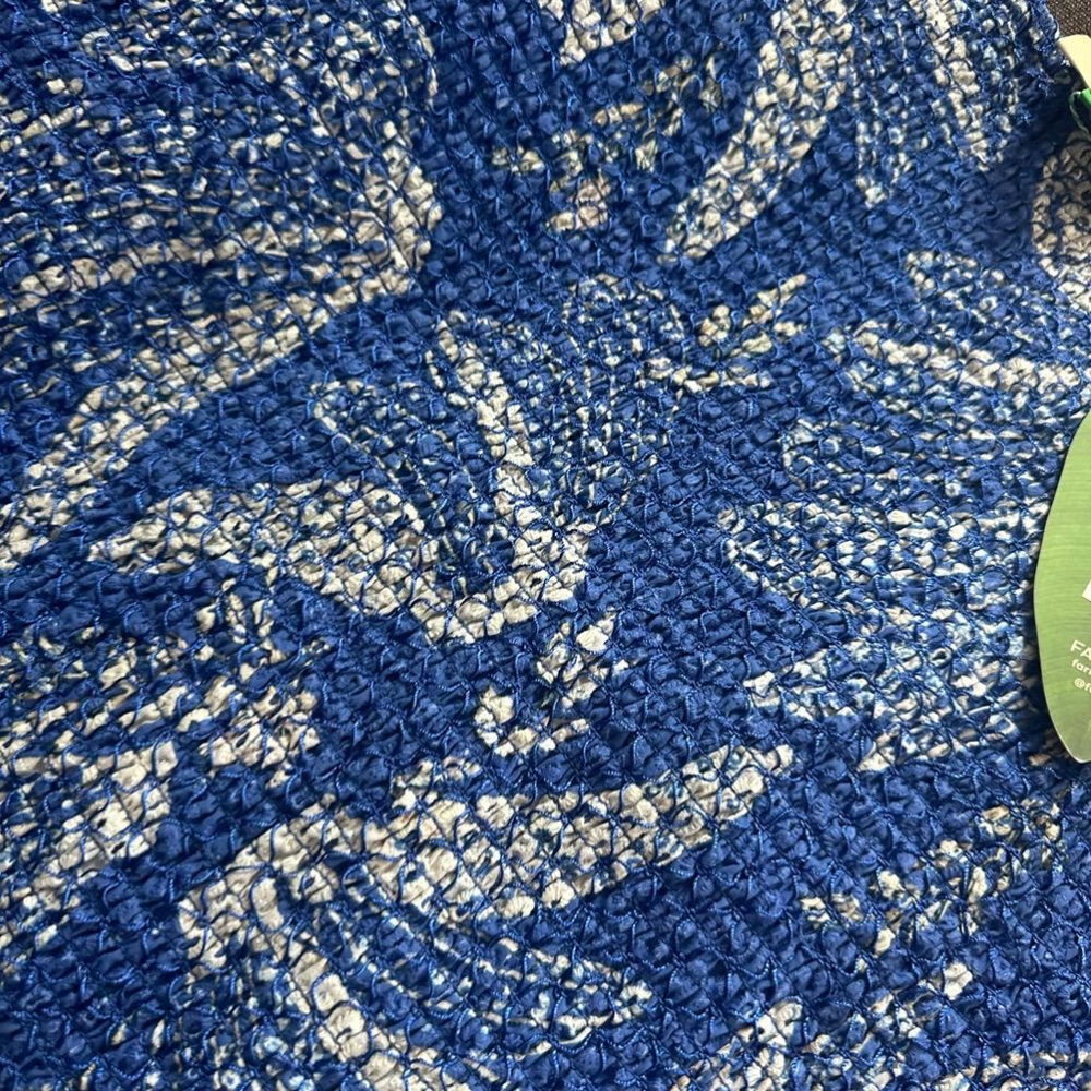 Farm Rio Blue Floral Banana Smocked Puff Sleeve Summer Dress Size L - Picture 7 of 8